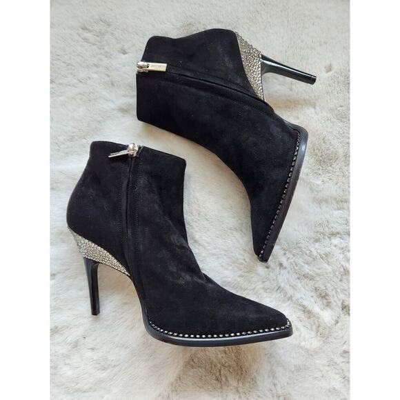 NWOB JIMMY CHOO Brecken 100 crystal-embellished suede ankle boots Size 35 - Picture 6 of 13